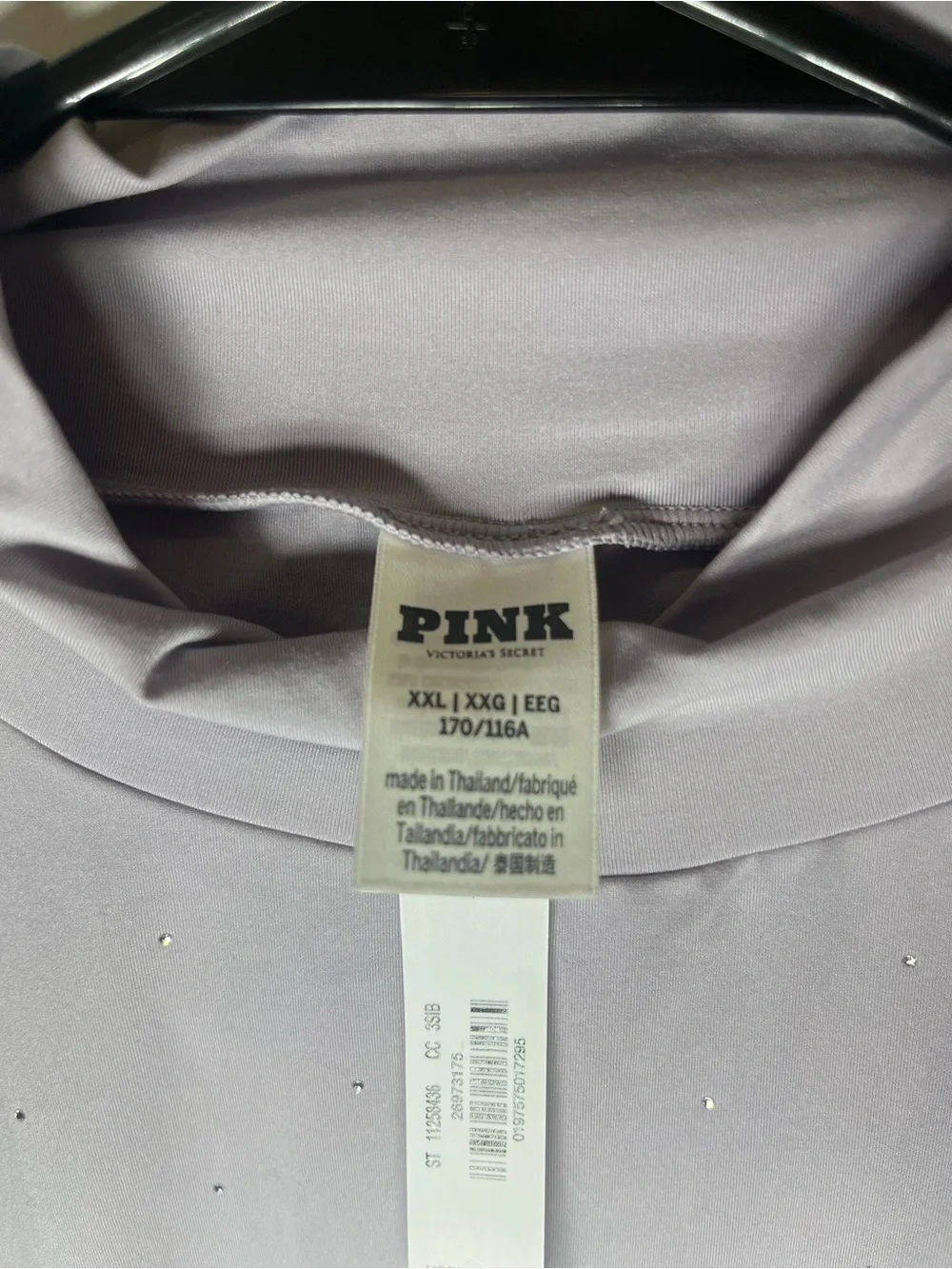 PINK Victoria's Secret Lavender Rhinestone Mock Neck Long Sleeve Top - Picture 5 of 11